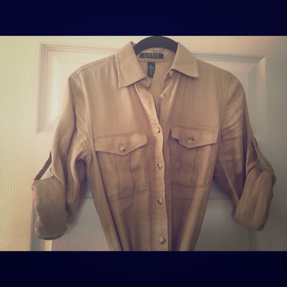 Tan Lauren Ralph Lauren dress w/ pockets, size XS